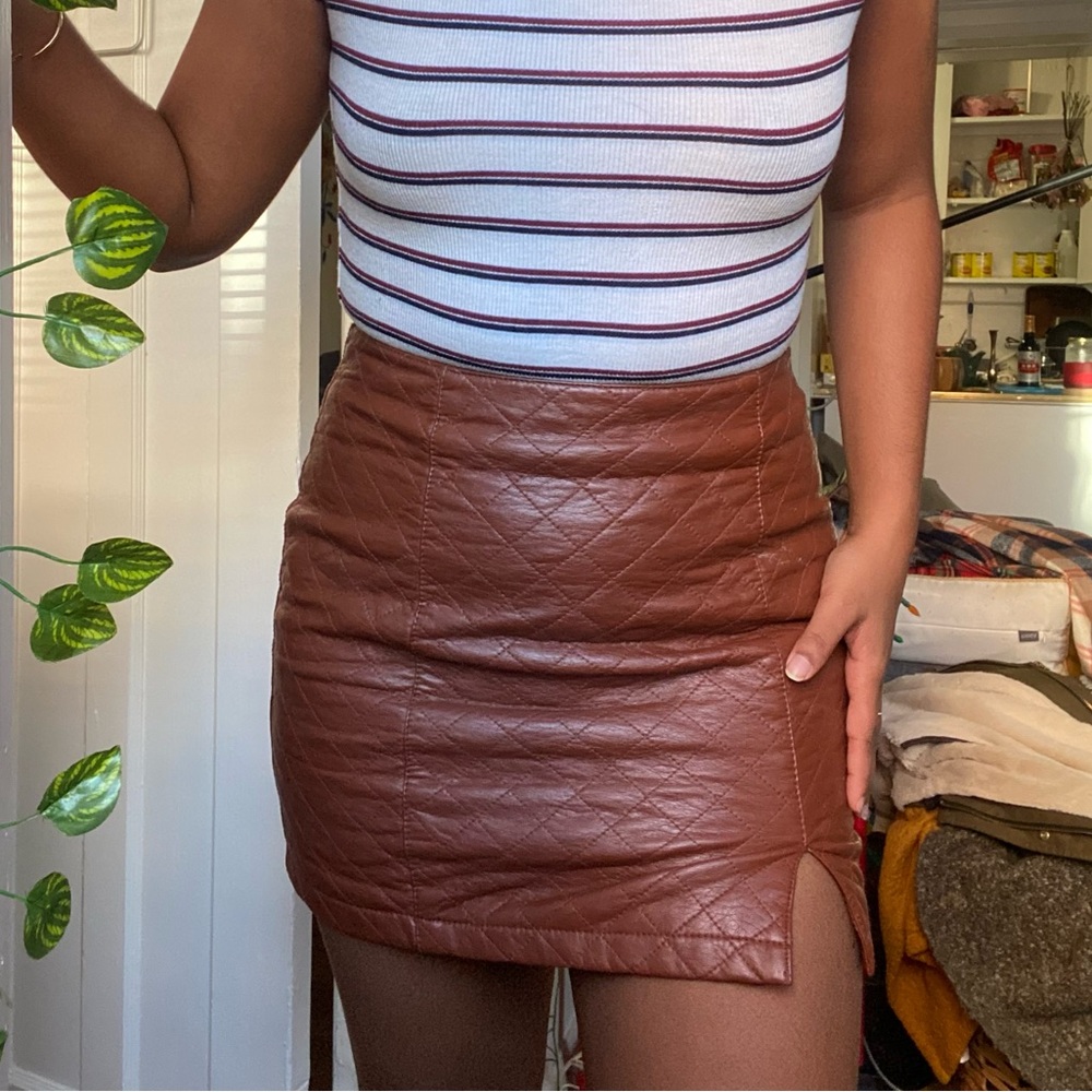 Forever 21 Quilted Faux Leather Mini Skirt